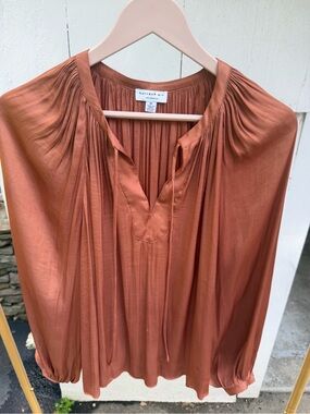 Current Air Copper Rust Pleated V-Neck Tunic